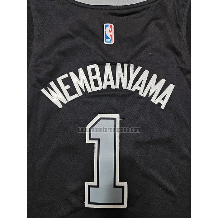 Camiseta San Antonio Spurs Victor Wembanyama NO 1 Statement 2022-23 Negro